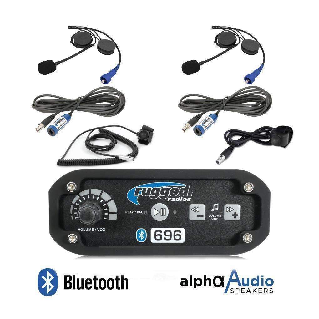 Rugged Radios RRP696 2 Person Bluetooth Intercom System with Alpha Audio Helmet Kits - Revolution Off-Road