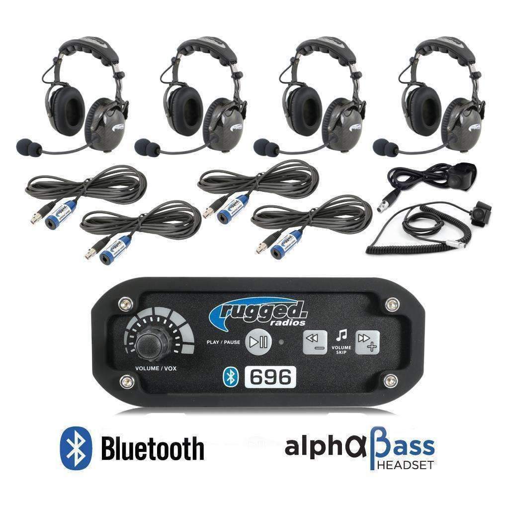 Rugged Radios RRP696 4 Person Bluetooth Intercom System with AlphaBass Headsets - Revolution Off-Road