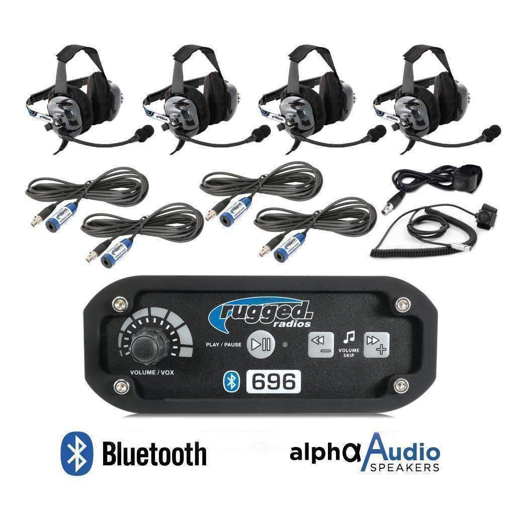Rugged Radios RRP696 4 Person Bluetooth Intercom System with Behind the Head (BTH) Headsets - Revolution Off-Road