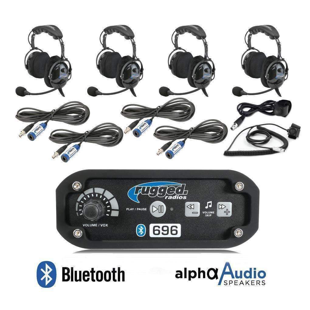 Rugged Radios RRP696 4 Person Bluetooth Intercom System with Over the Head (OTH) Headsets - Revolution Off-Road
