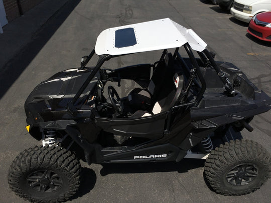rzr xp1000 roof - white, installed drivers side view further back