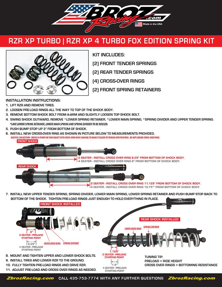 ZBROZ Tender Spring Kit | Polaris RZR XP Turbo 2016+ With Fox IBP Shocks - Revolution Off-Road