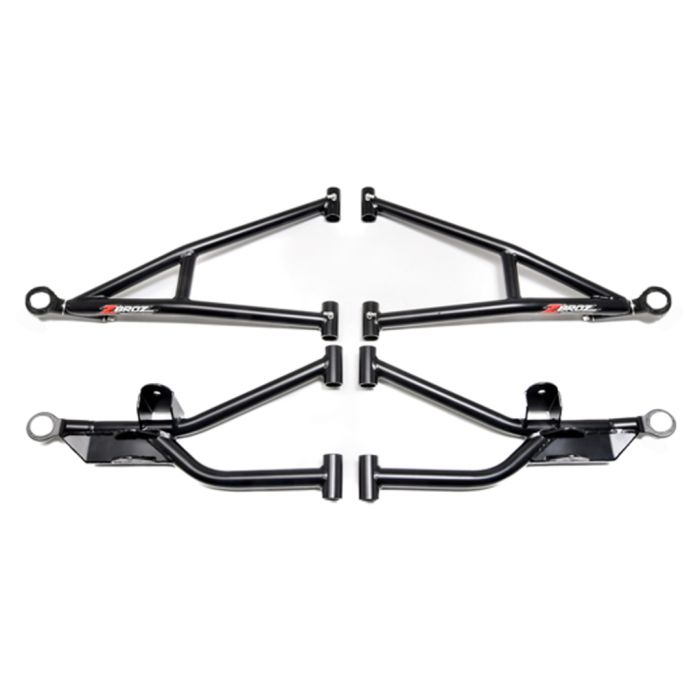 zbroz racing high clearance 2 inch forward a arms for polaris ranger xp1000 all 4 laying on white background