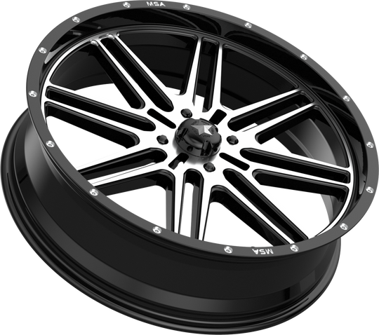MSA M38 Brute UTV Wheel With Machined Face & Black Ring  in a 20 inch diameter on white background 